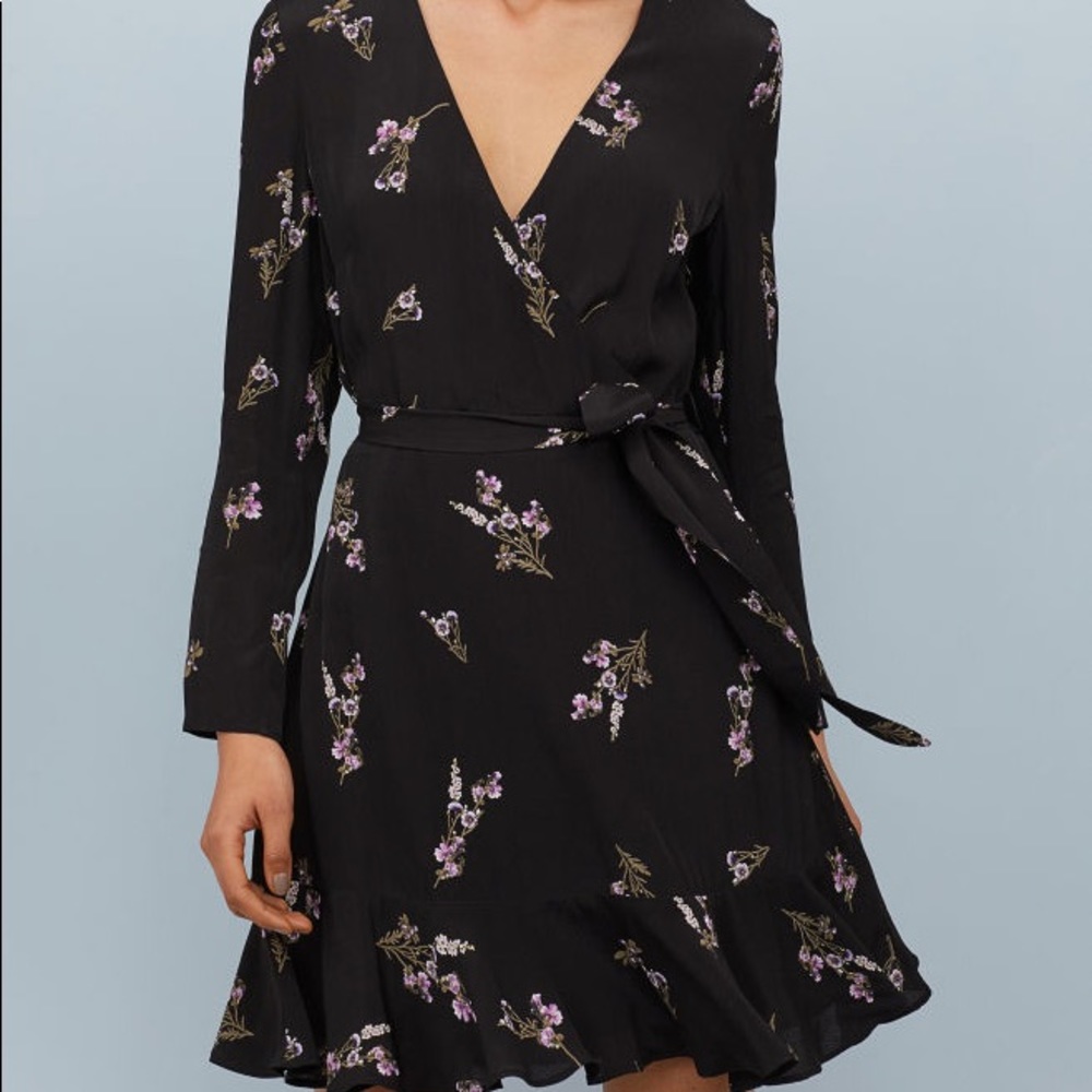 H&M Wrap Long Sleeve Floral Dress